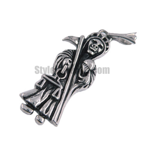 Stainless Steel jewelry pendant ghost with reaphoot / Grim Reaper pendant SWP0014 - Click Image to Close